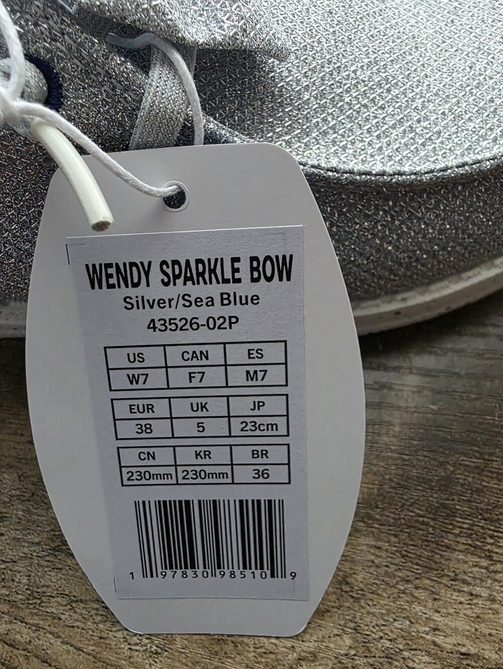 Hey Dude Wendy Sparkle Bow Shoes – Silver/Sea Blue – Women’s Size 7 – NWT - Picture 8 of 10